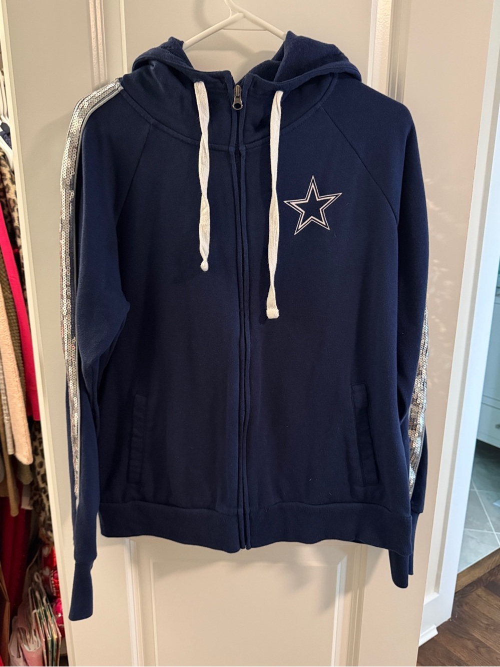 NFL Dallas Cowboys Women’s Navy Zip-Up Hoodie Jacket with Star Emblem
